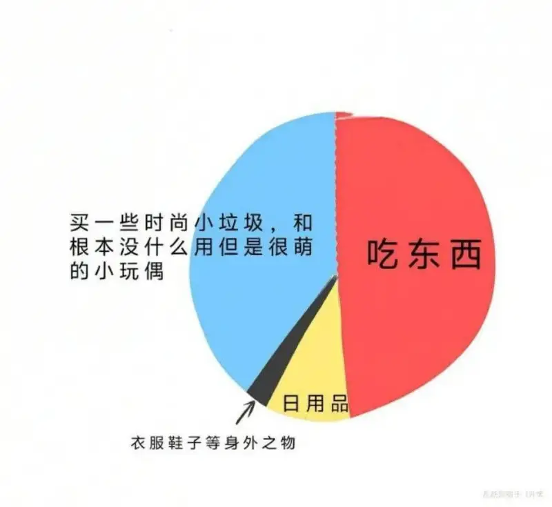 买一些时尚小垃圾，和根本没什么用但是很萌的小玩偶、吃东西的日