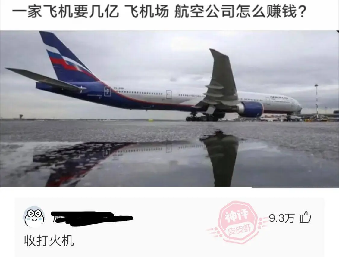 一家飞机要几亿，飞机场航空公司怎么赚钱？收打火机9.3万