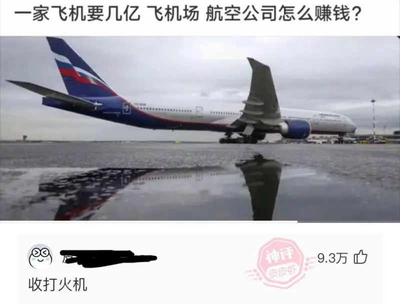一家飞机要几亿，飞机场航空公司怎么赚钱？收打火机9.3万