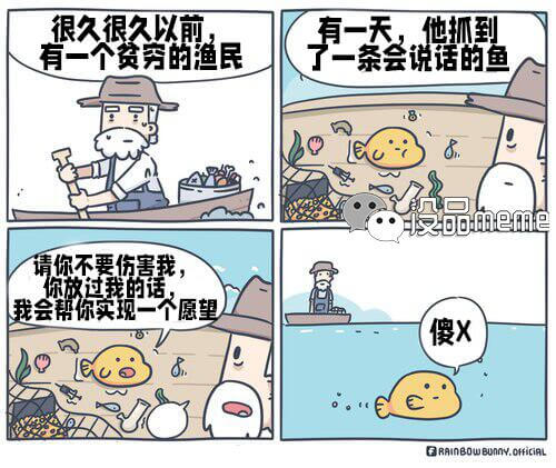 很久很久以前，有一天，有一个贫穷的渔民，他抓到一条会说话的鱼