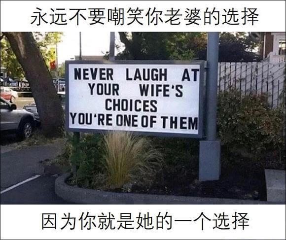 永远不要嘲笑你老婆的选择NEVERLAUGHATYOURWI