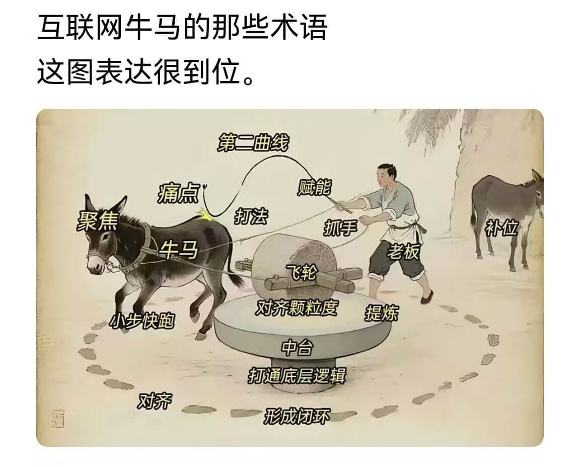 互联网牛马的那些术语这图表达很到位第二曲线痛点赋能聚焦打法抓