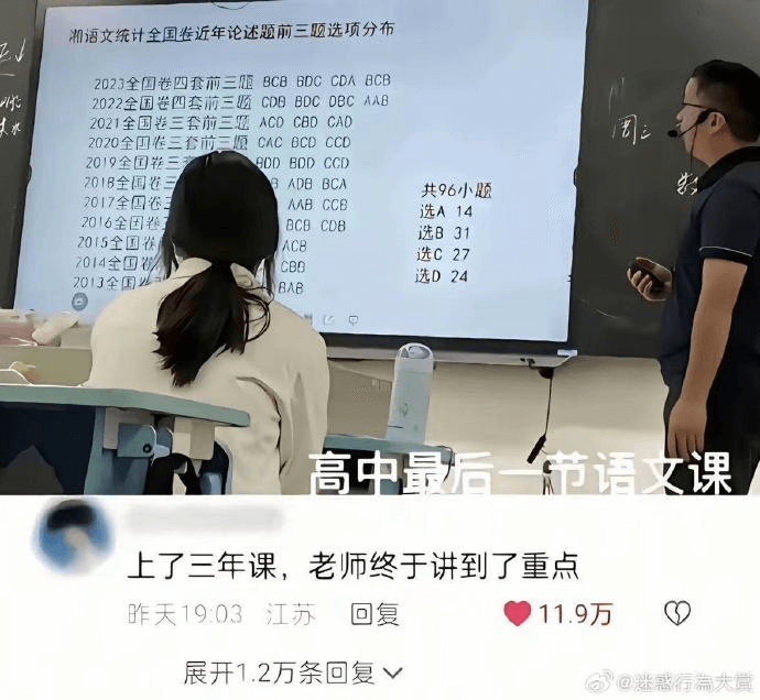 湘语文统计全国卷近年论述题前三题选项分布2023全国卷四套前