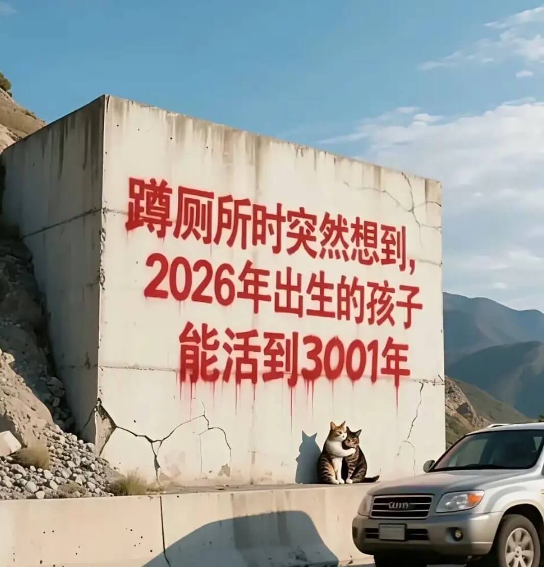 跨厕所时突然想到2026年出生的孩子能活到3001年