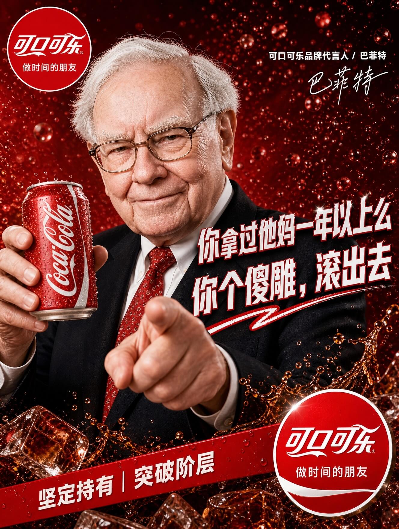 可口可乐可口可乐品牌代言人：巴菲特做时间的朋友巴菲特你拿过它
