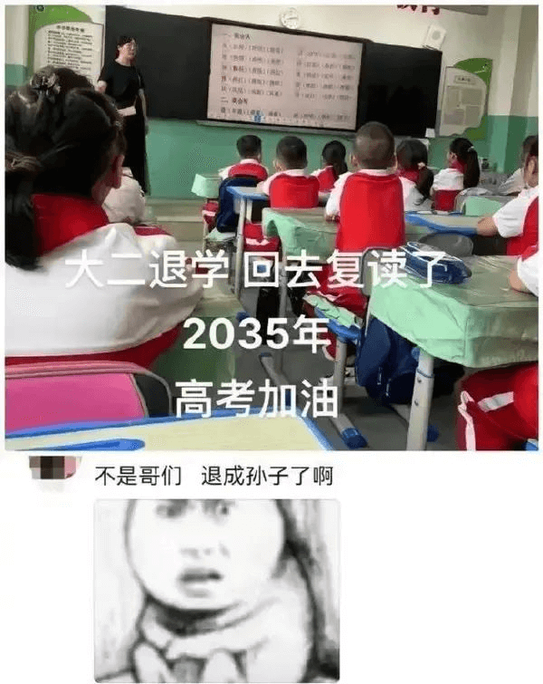 RAH大二退学回去复读了2035年高考加油不是哥们，退成孙子