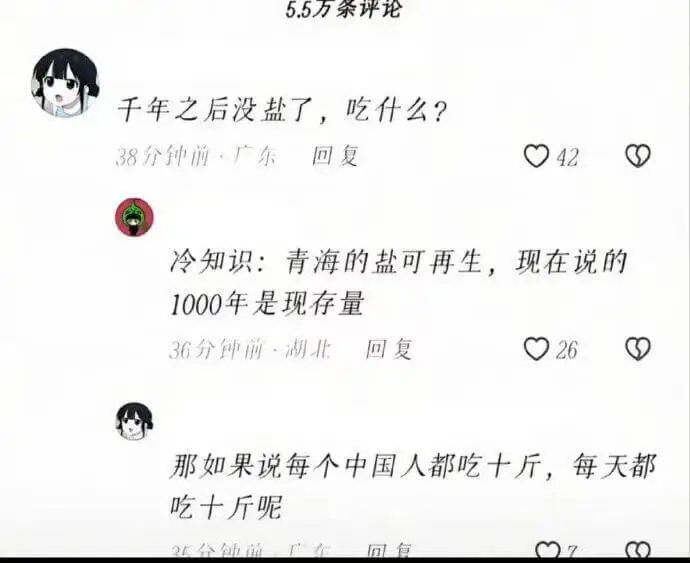 5.5万条评论千年之后没盐了，吃什么？38分钟前·广东回复0