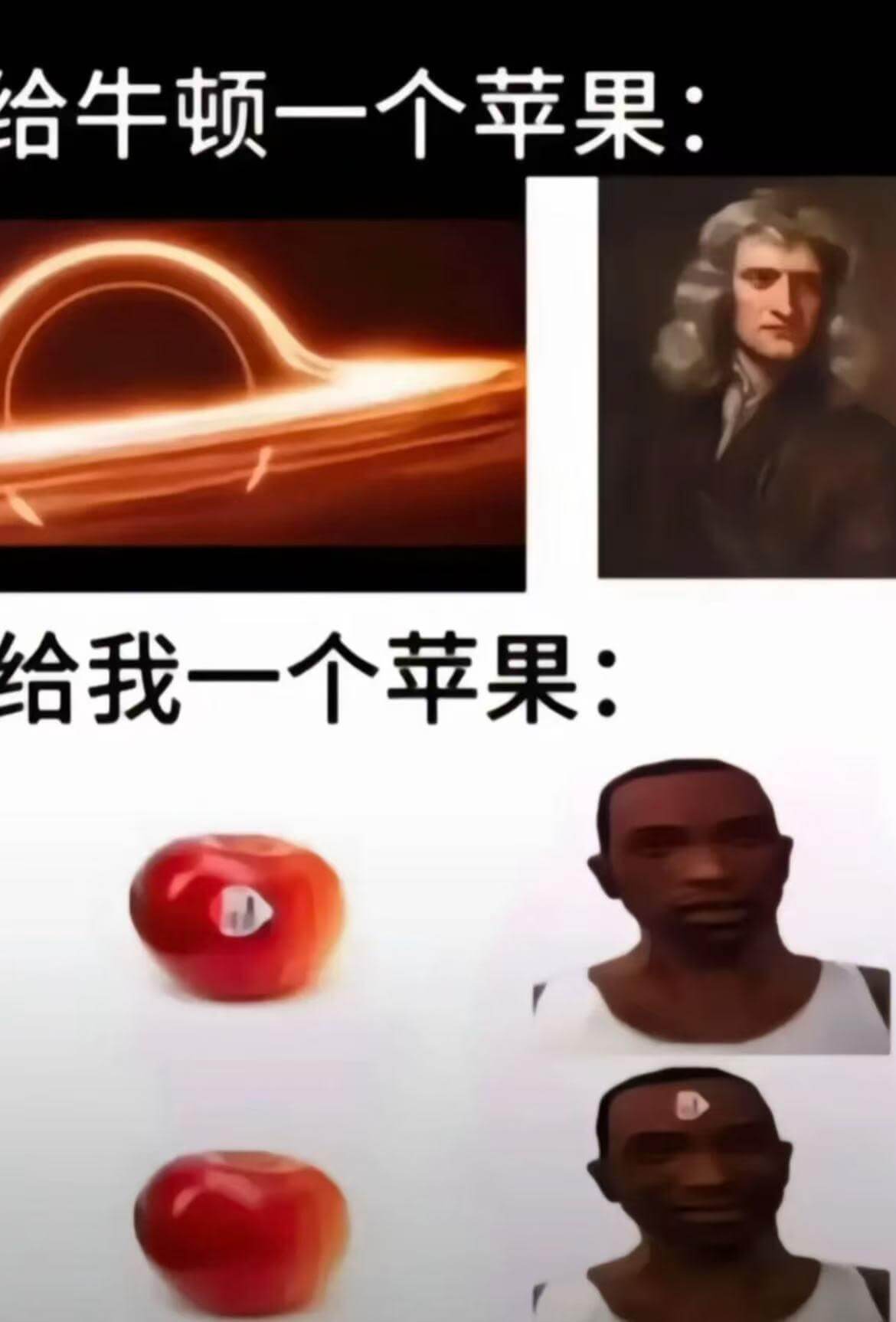 和牛顿一个苹果：给我一个苹果：