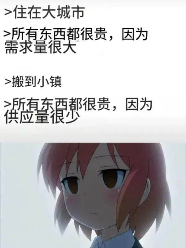 住在大城市，所有东西都很贵，因为需求量很大。搬到小镇，所有东
