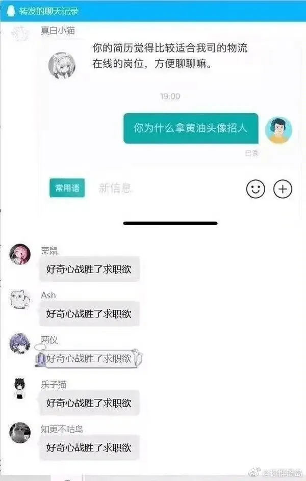 真白小猫：你的简历觉得比较适合我司的物流在线的岗位，方便聊聊