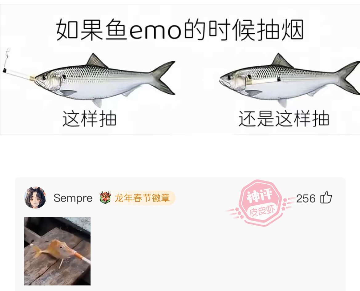 如果鱼emo的时候抽烟这样抽还是这样抽Sempre龙年春节徽