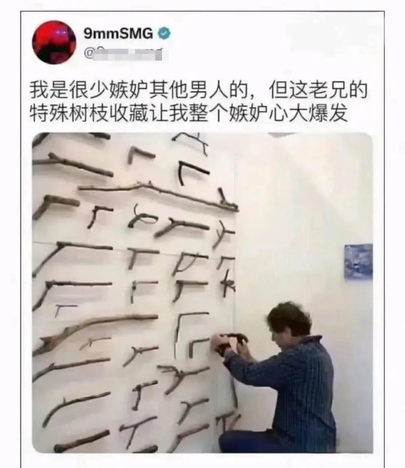 我是很少嫉妒其他男人的，但这老兄的特殊树枝收藏让我整个嫉妒心