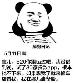 舔狗日记5月11日晴宝儿，520你跟ta过吧，我没借到钱，试