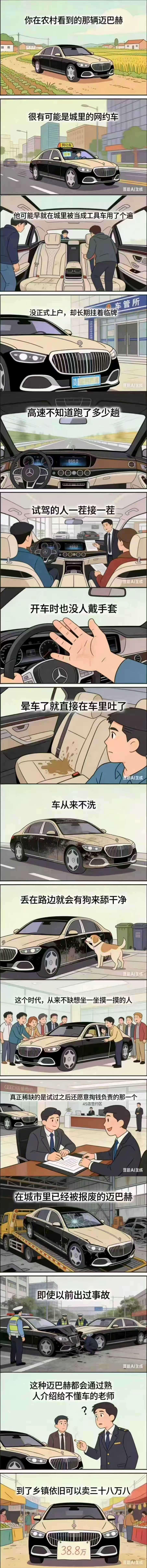 你在农村看到的那辆迈巴赫很有可能是城里的网约车网动车我单豆包