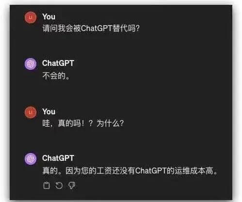 You请问我会被ChatGPT替代吗?ChatGPT不会的。