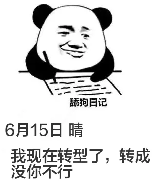 舔狗日记6月15日晴我现在转型了，转成没你不行