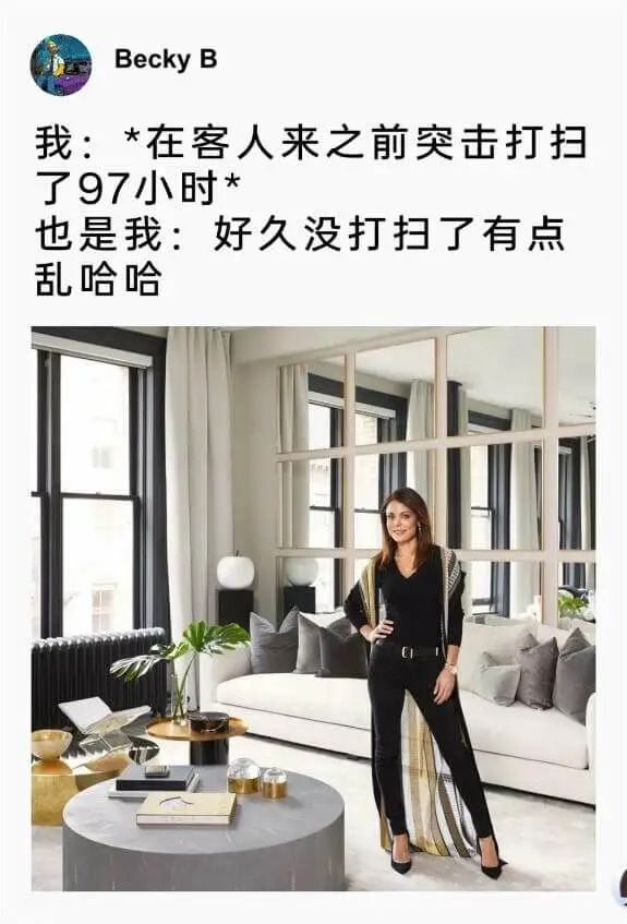 BeckyB我：*在客人来之前突击打扫了97小时*也是我：好