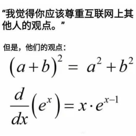 我觉得你应该尊重互联网上其他人的观点。但是,他们的观点:\(