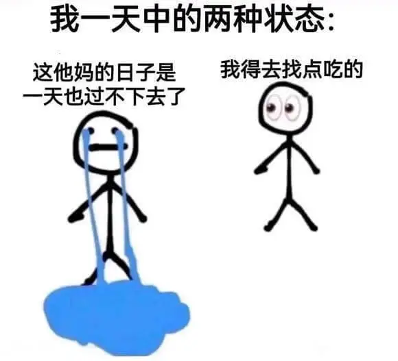 我一天中的两种状态这他妈的日子是过不下去了我得去找点吃的