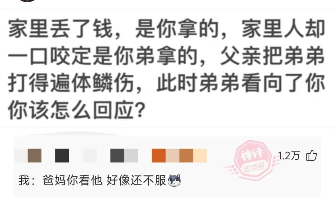 家里丢了钱，是你拿的，家里人却一口咬定是你弟拿的，父亲把弟弟