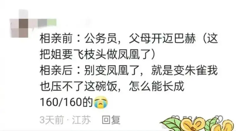 相亲前：公务员，父母开迈巴赫（这把姐要飞枝头做凤凰了）相亲后