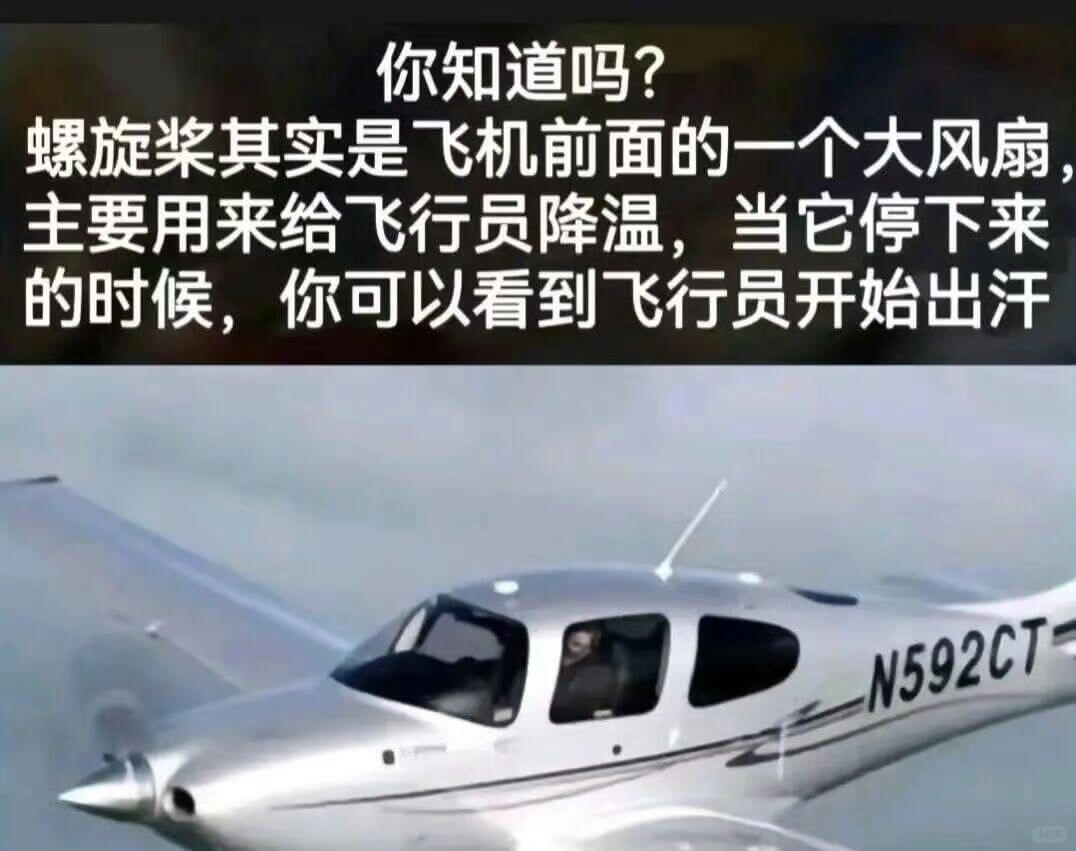 你知道吗?螺旋桨其实是飞机前面的一个大风扇主要用来给飞行员降
