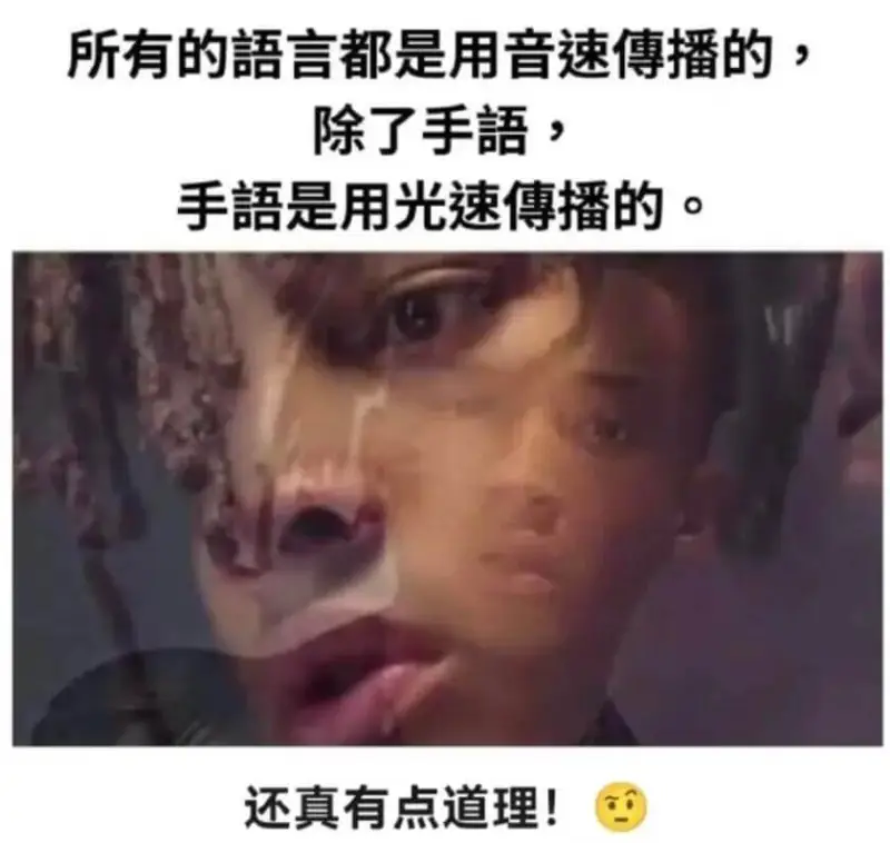 所有的語言都是用音速傳播的，除了手語，手語是用光速傳播的。还