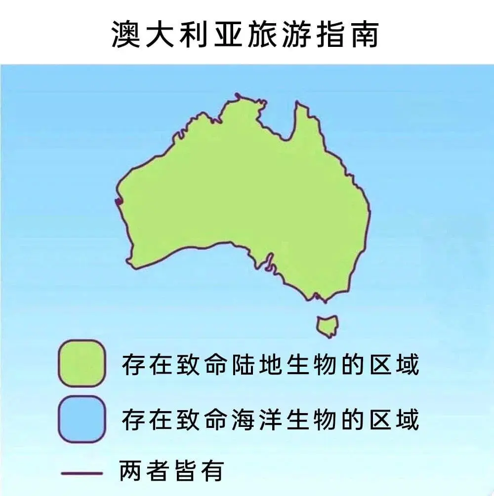 澳大利亚旅游指南存在致命陆地生物的区域存在致命海洋生物的区域