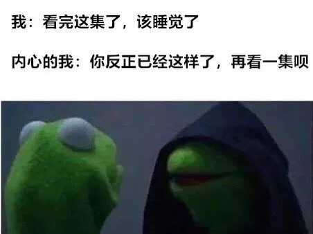 我：看完这集了，该睡觉了内心的我：你反正已经这样了，再看一集