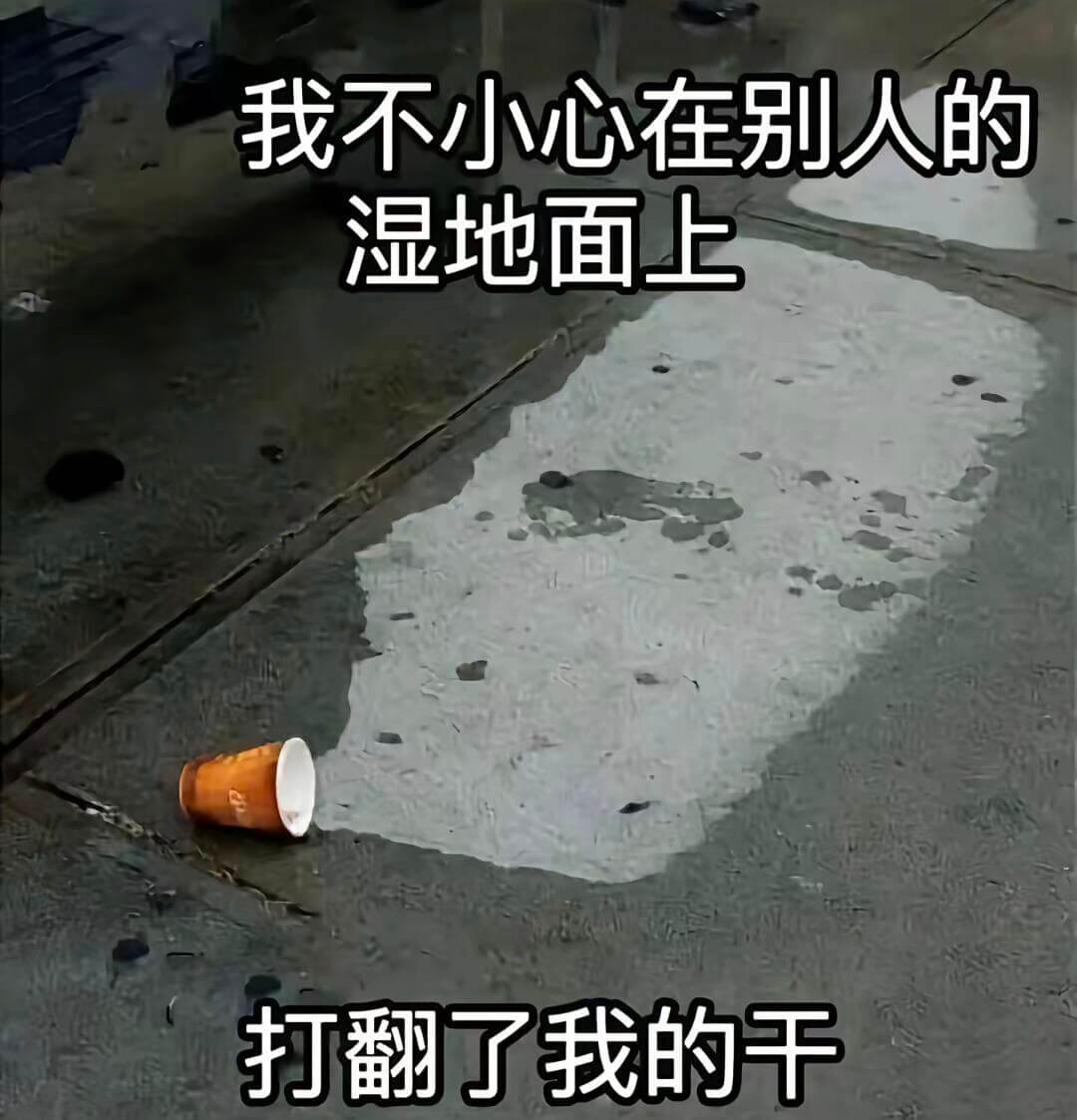 我不小心在别人的湿地面上打翻了我的干