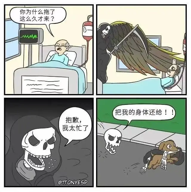 你为什么拖了这么久才来？把我的身体还给我。抱歉，我太忙了@T