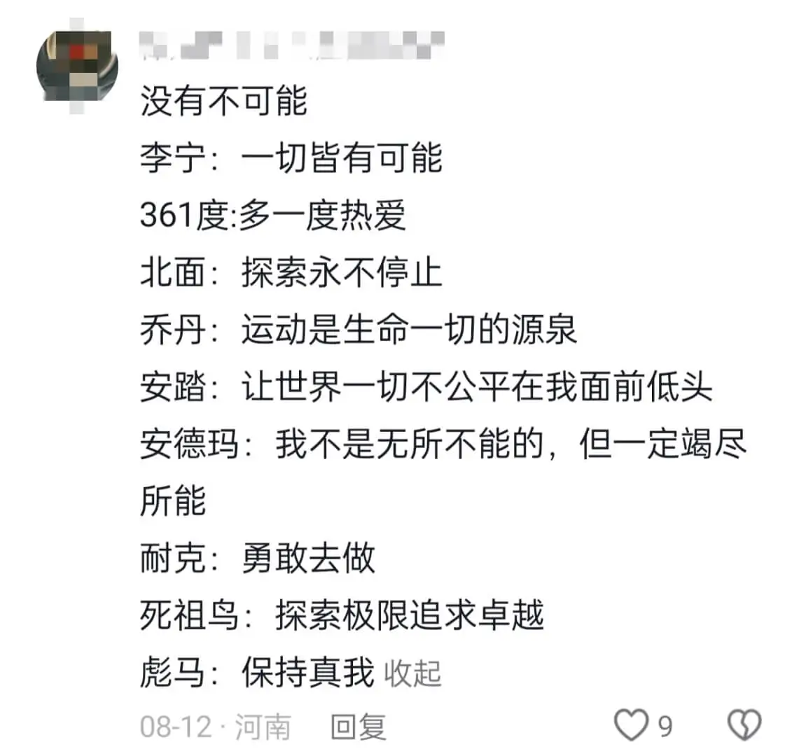 没有不可能李宁:一切皆有可能361度:多一度热爱北面:探索永