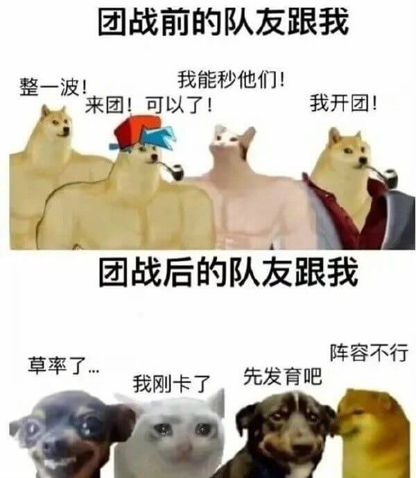 团战前的队友跟我整一波!来团!可以了!我能秒他们!我开团!团