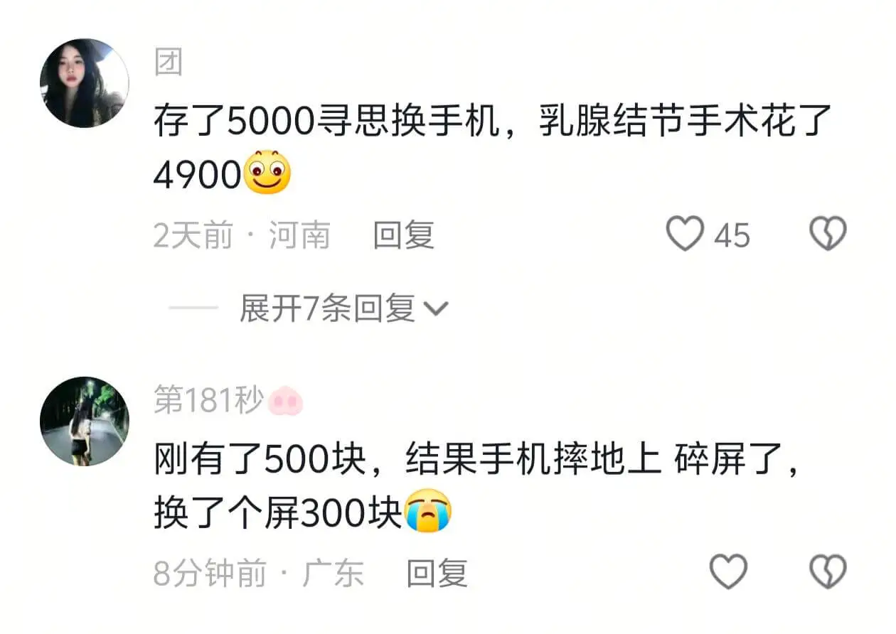 团存了5000寻思换手机，乳腺结节手术花了49002天前·河