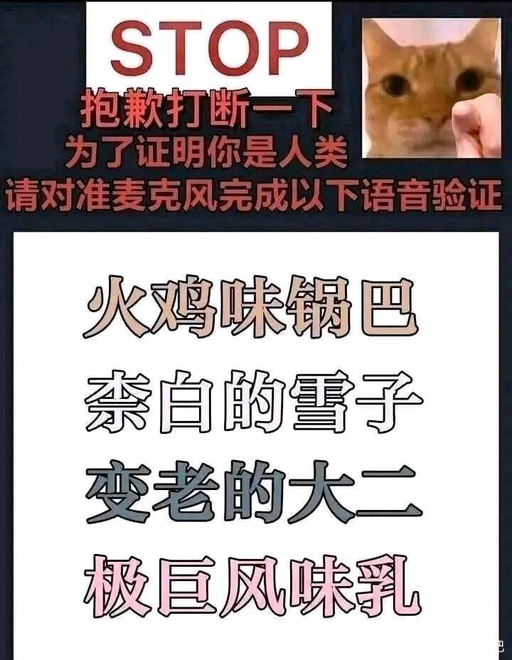 STOP抱歉打断一下为了证明你是人类，请对准麦克风完成以下语