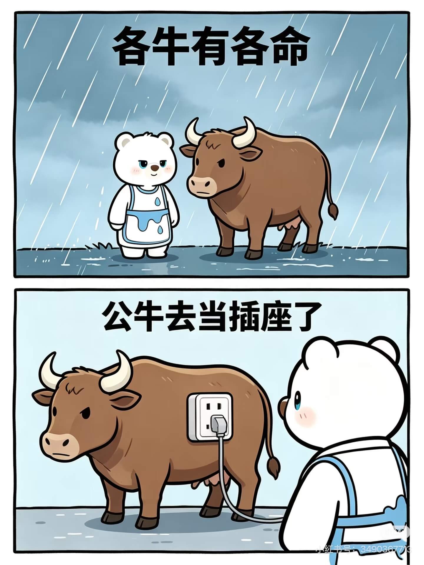 各牛有各命，公牛去当插座了。