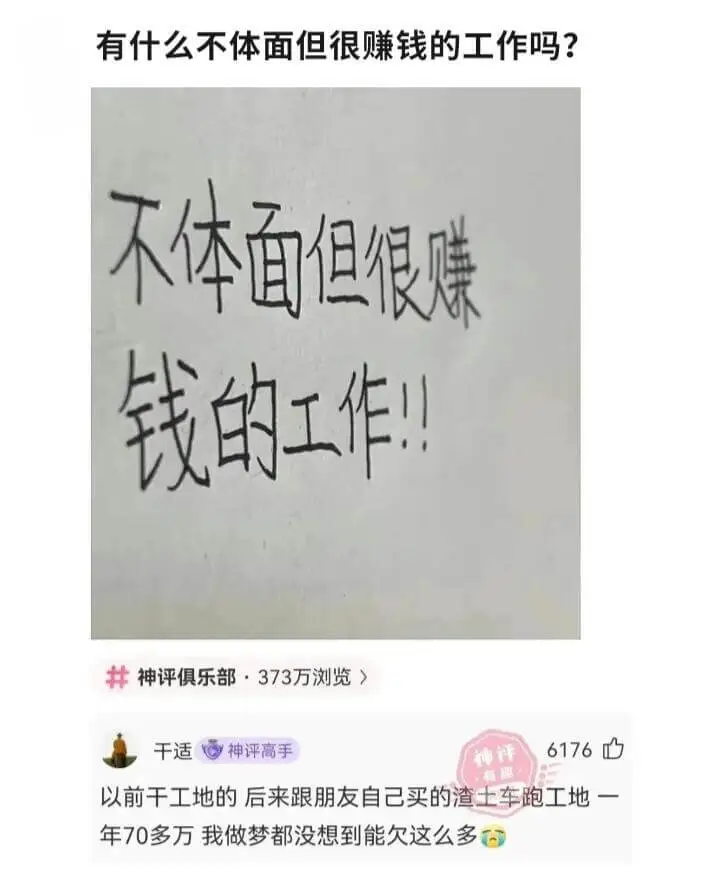 有什么不体面但很赚钱的工作吗?不体面但很赚钱的工作!!神评俱