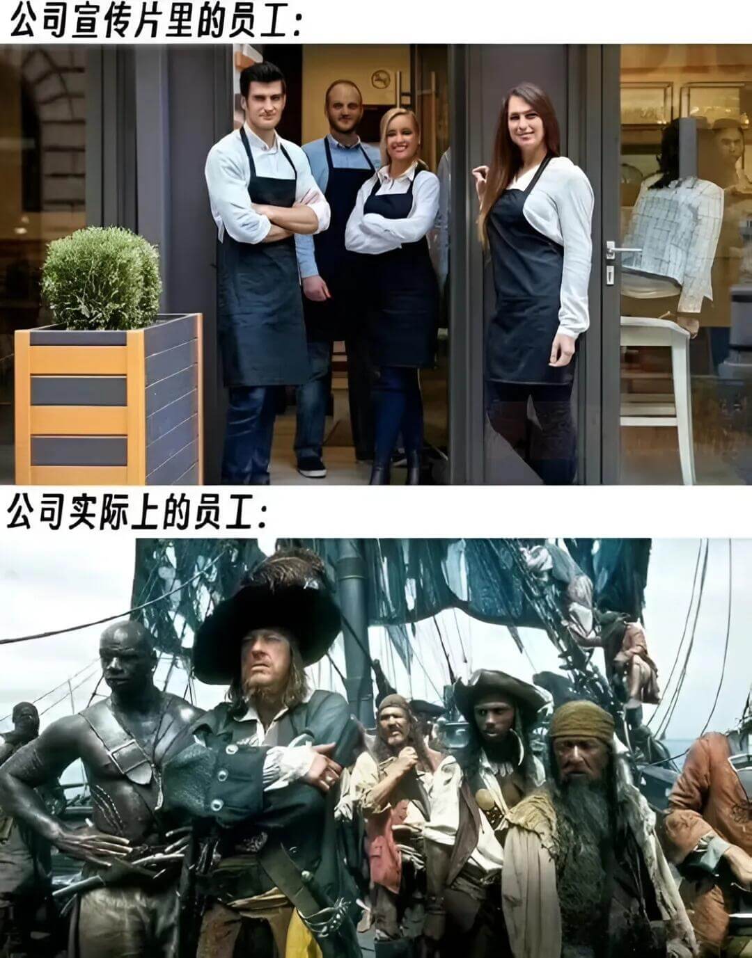 公司宣传片里的员工：公司实际上的员工