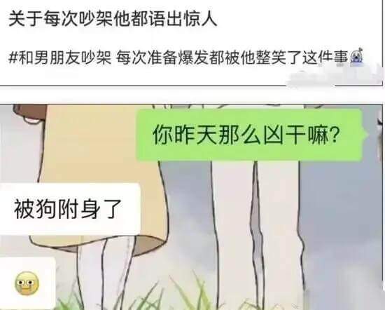关于每次少架他都语出惊人和男朋友吵架每次准备爆发都被他整笑了