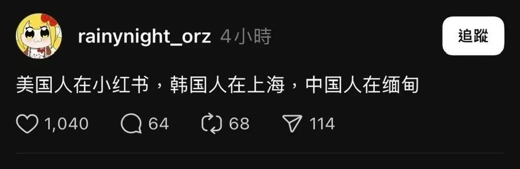rainynight_orz4小时追蹤美国人在小红书，韩国人
