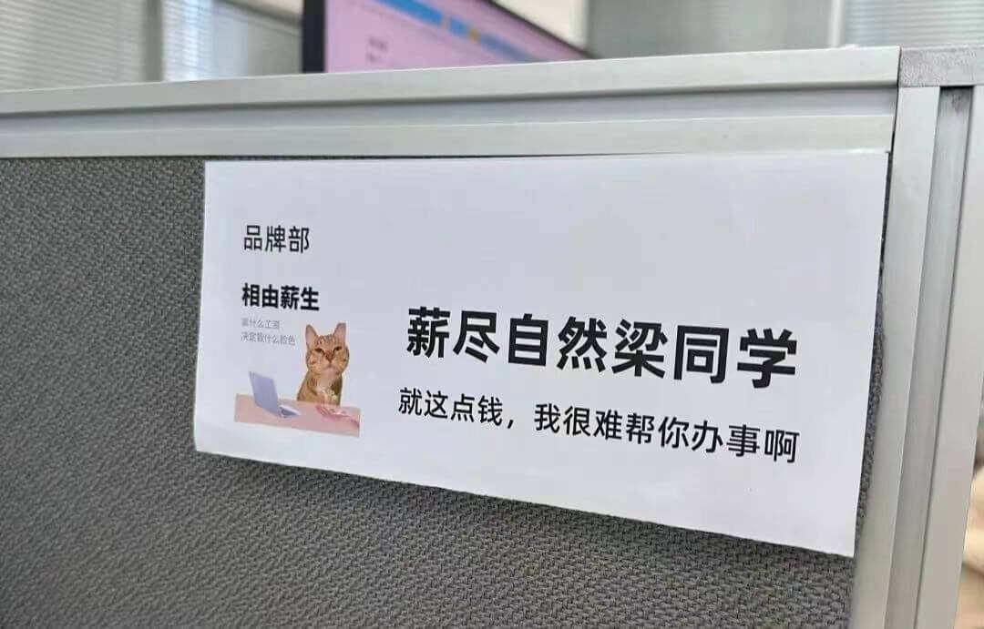 品牌部相由薪生薪尽自然梁同学就这点钱，我很难帮你办事啊