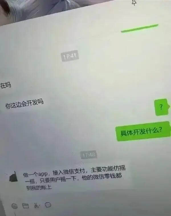 1741在吗？你这边会开发吗？具体开发什么？1748做一个，