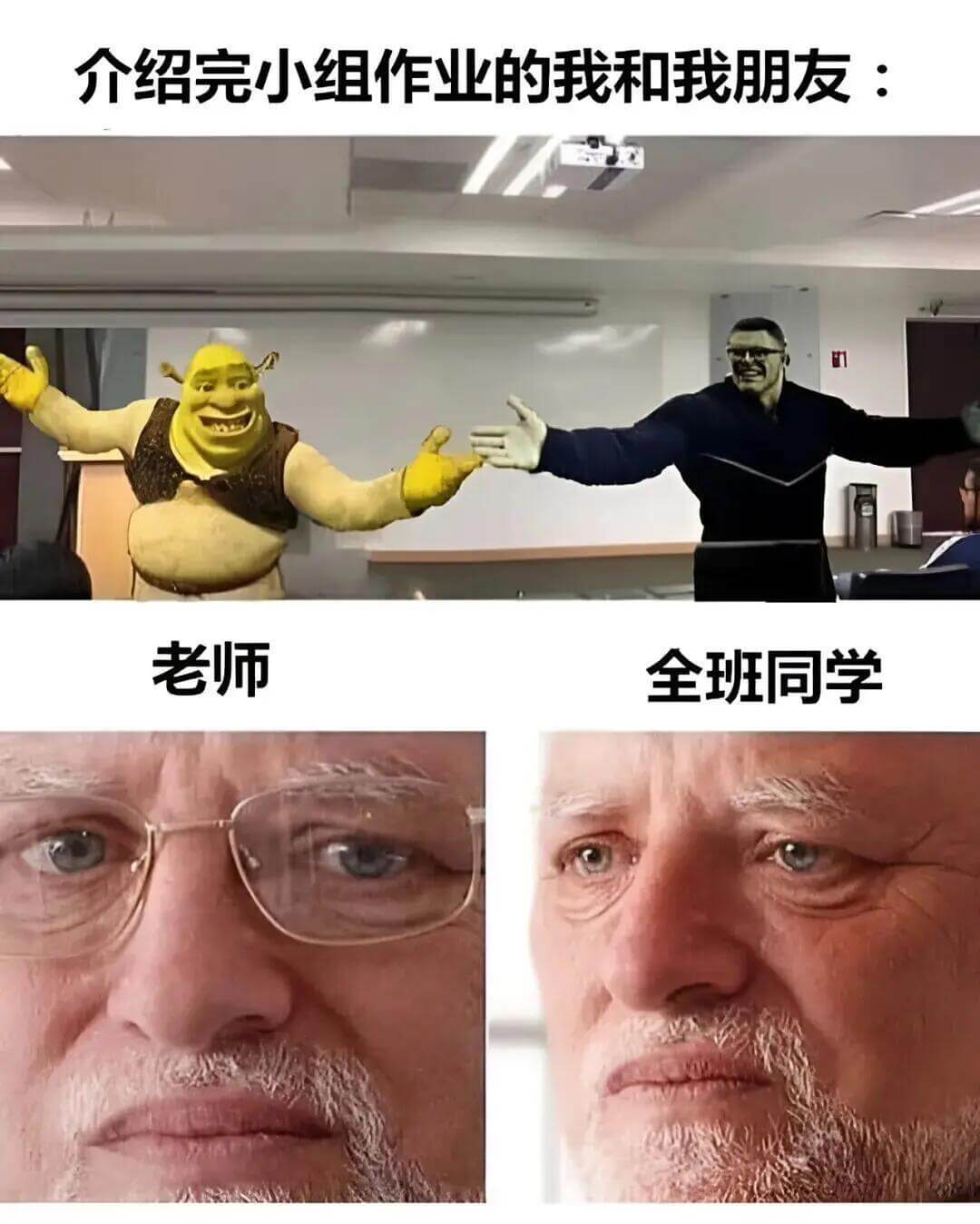 介绍完小组作业的我和我朋友：老师全班同学