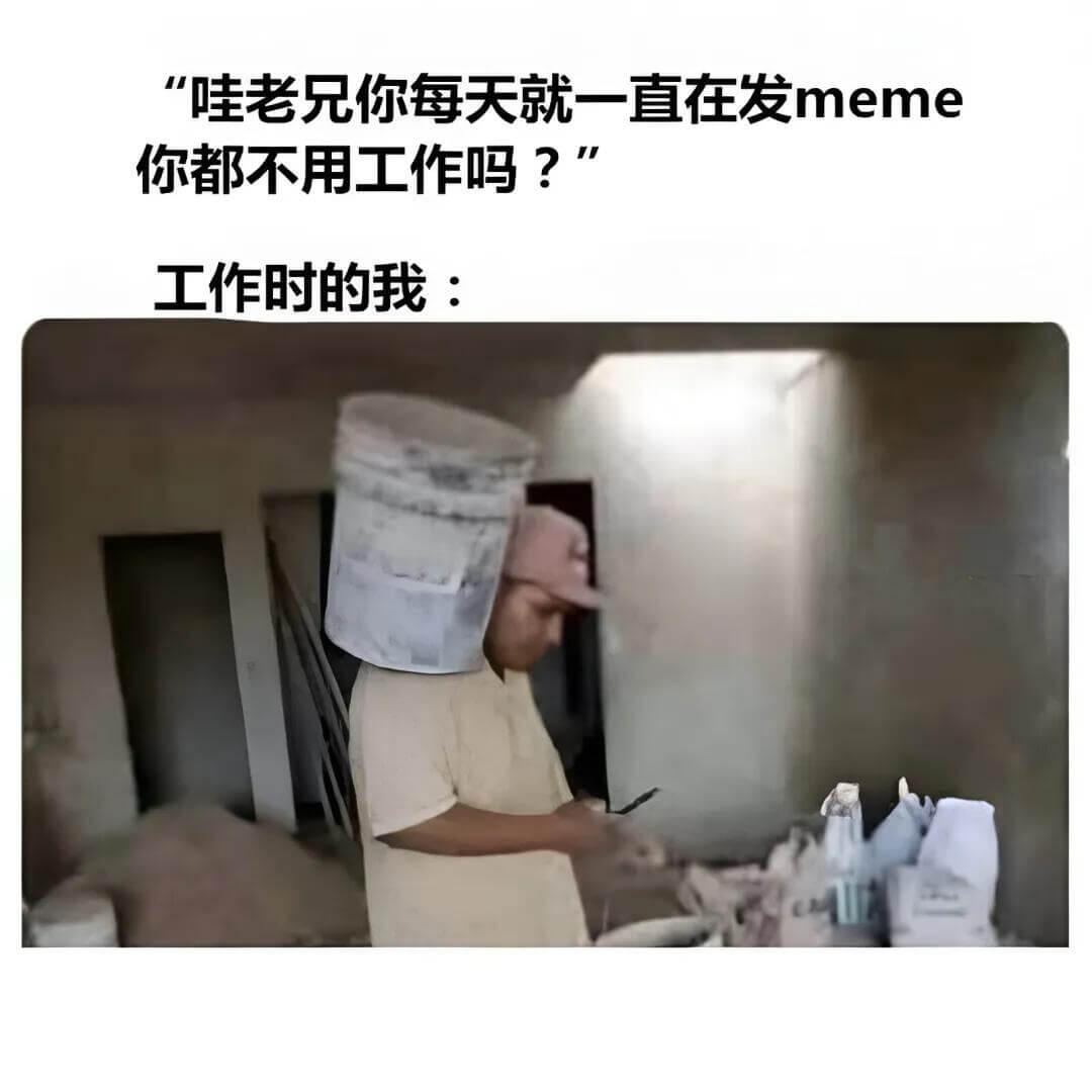 “哇，老兄，你每天就一直在发meme，你都不用工作吗？”工作