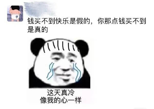 钱买不到快乐是假的，你那点钱买不到是真的这天真冷像我的心一样