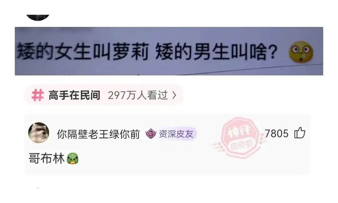 矮的女生叫萝莉矮的男生叫啥?高手在民间297万人看过你隔壁老