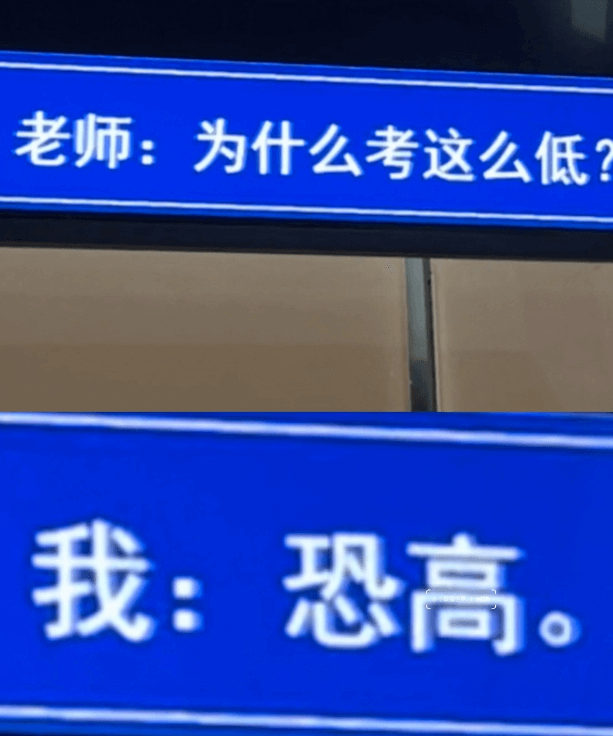 老师：为什么考这么低？我：恐高
