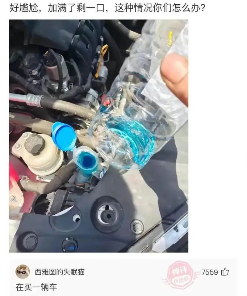 好尴尬，加满了剩一口，这种情况你们怎么办?西雅图的失眠猫在买