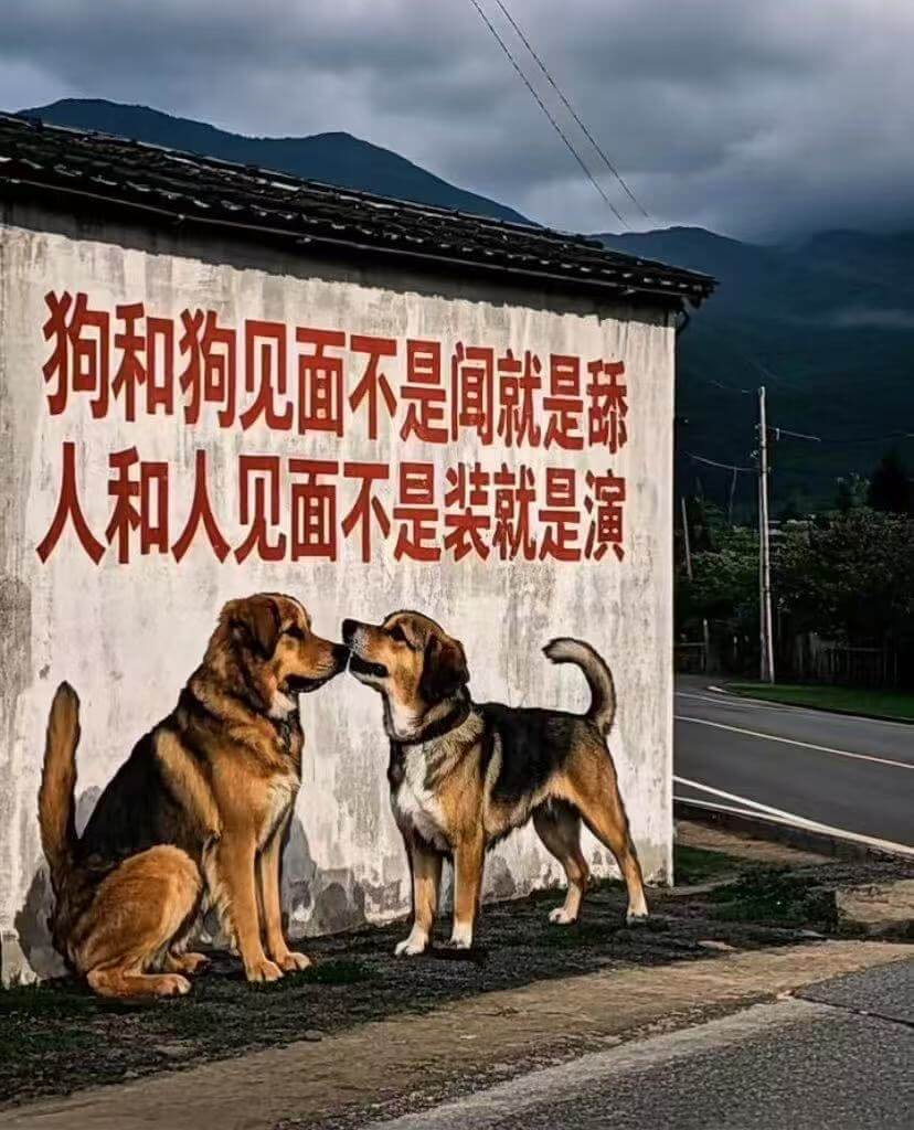 狗和狗见面不是闻就是舔人和人见面不是装就是演