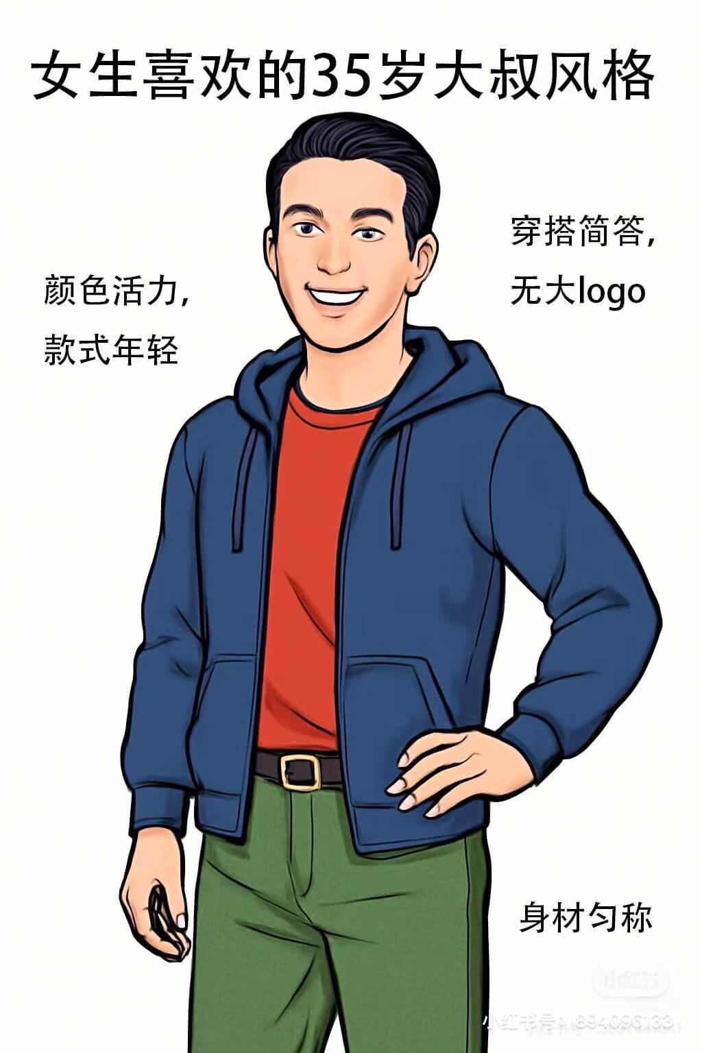 女生喜欢的35罗大叔风格穿搭简答，颜色活力，无大logo，款